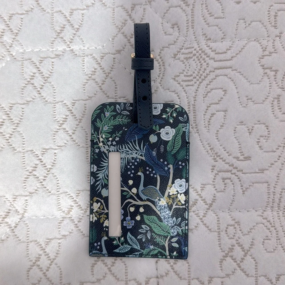 Leather Blue Birds Forest Luggage Tag Passport Card Holder